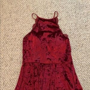 Red velvet dress.